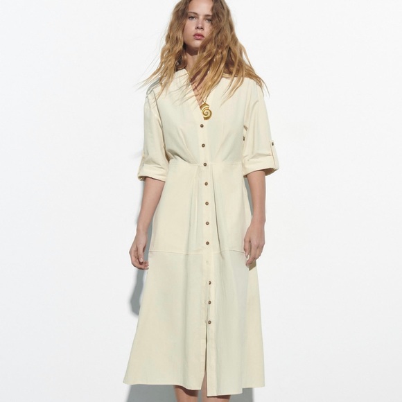 white long sleeve choker dress Long Sleeve Dress With Pearl Neckline (White) – JUSHVI